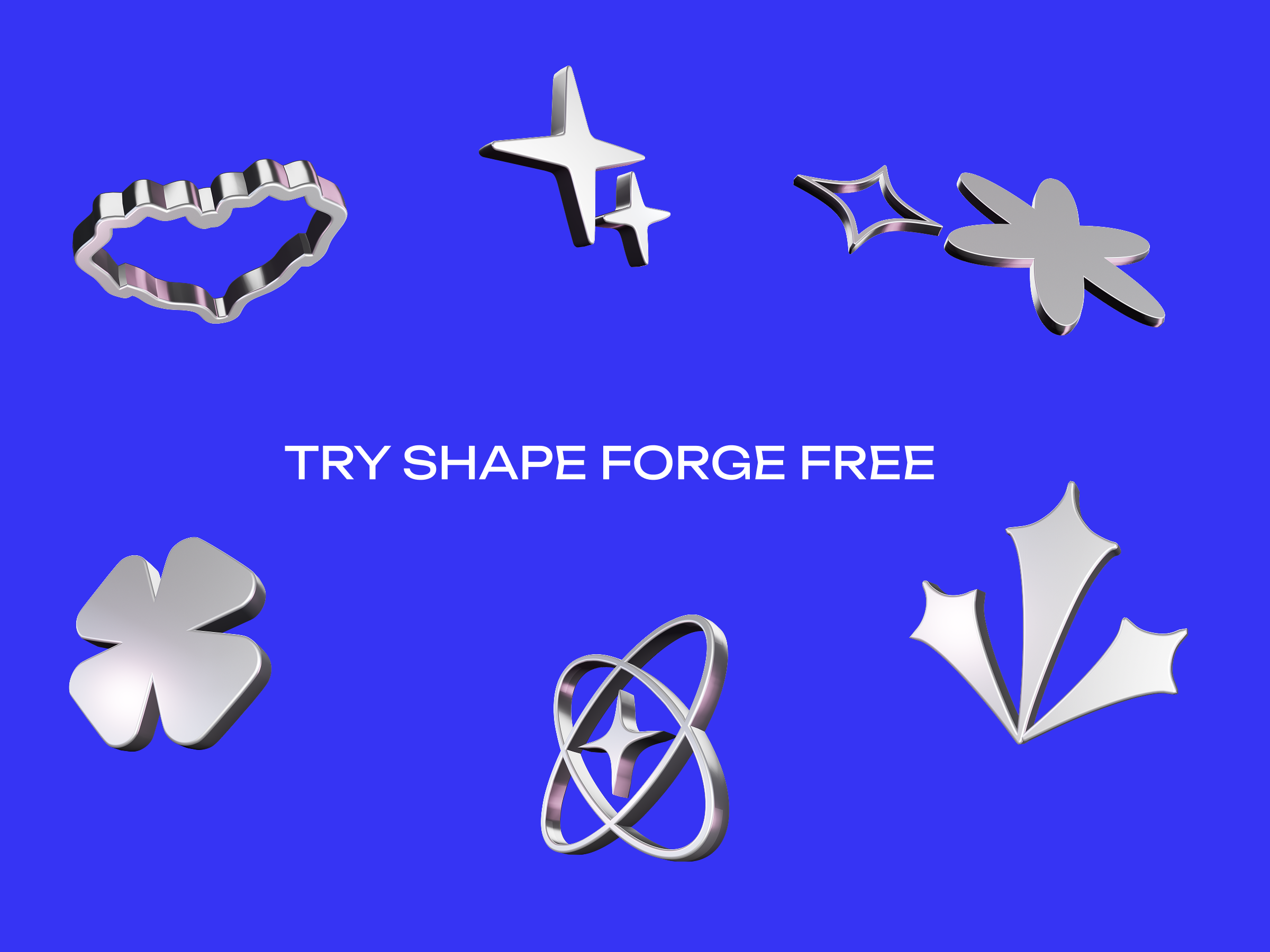 Chrome designer shapes created with Shape Forge for Canva