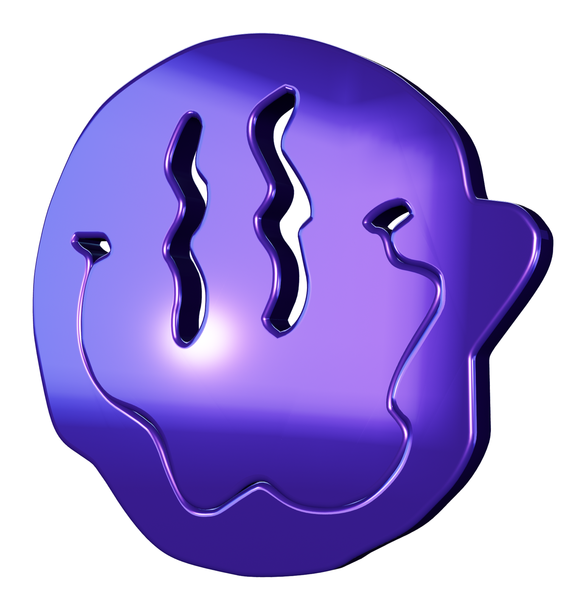 Purple chrome melting face rendered with Shape Forge